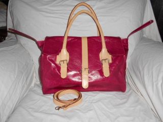 MAURIZIO TAIUTI mulberry glazed leather satchel w vachetta trim buckle