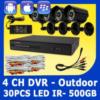KARE 4 CH CCTV Security Surveillance DVR Outdoor LED IR Camera System