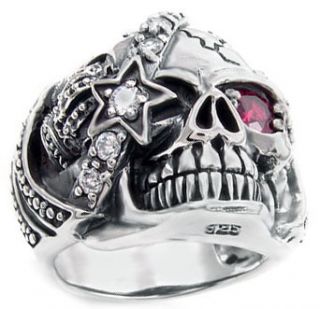 Pirate King Skull 925 Sterling Silver Mens Ring