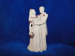 New Ceramic White Wedding Bride Groom Figurine Pink