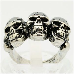 FRG59 Fashion 3 Head Skull Ring Mens Ring Sz 7 10 5