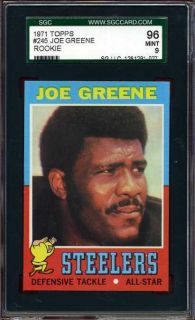 1971 Topps Mean Joe Greene 245 Steelers Rookie HOF SGC 96 9