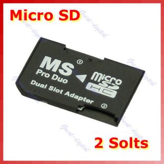 Micro SD TF to Memory Stick MS Pro Duo Adapter 2 Slots