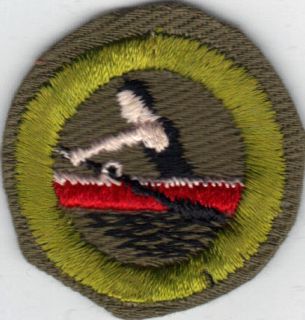Rowing Merit Badge w Black White Body Type E Crimped Khaki Mint