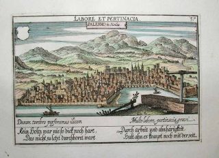 1627 Meisner Braun Hogenberg PALERMO SICILY Town View Superb Engraving