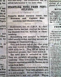 Mercersburg PA 1862 Cincinnati Ohio Civil War Newspaper