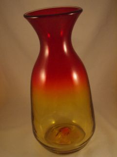 Blenko Wide Tangerine Vase Decanter