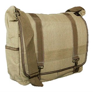 Military Inspired Canvas Messenger Bag Shoulder Bag Laptop Case Khaki