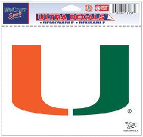 Miami Hurricanes 5x6 NCAA Color Ultra Cling Decal Additional Decals