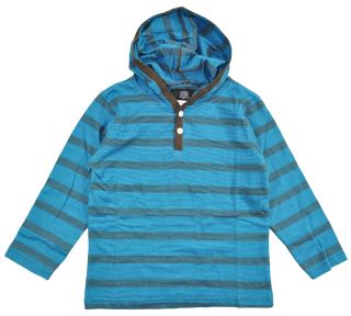Mick Mack Boys Striped Turquoise Hooded Top Size 4 5 6 7