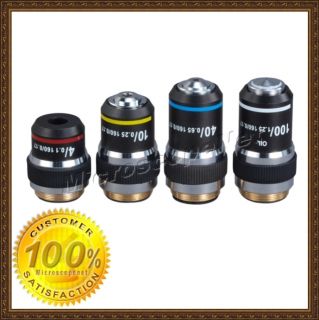 Set Achromatic Compound Microscope Objective Lenses DIN 4X 10x 40x