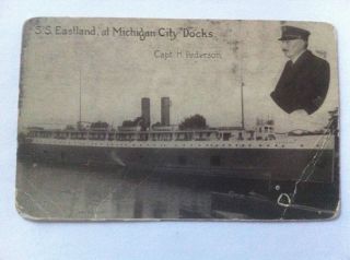 SS Eastland Photo Postcard Michigan City in Eastland Steamer Steamship
