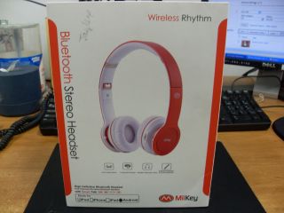 Miikey Wireless Rhythm Bluetooth Stereo Headset Red White