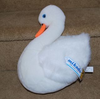 Gorgeous Mikado Fine Plush Toys White Swan Lake Stuffed Animal RARE 12