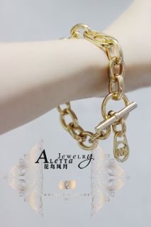 Michael Kors Golden Charm Toggle Bracelet Signature Logo Links 14 K