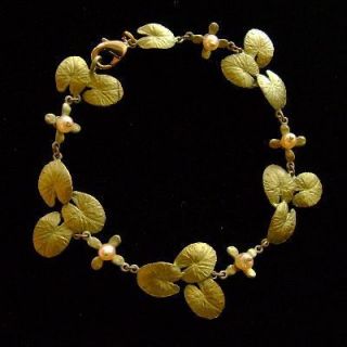 Michael Michaud Water Lily Bracelet w Freshwater Pearls