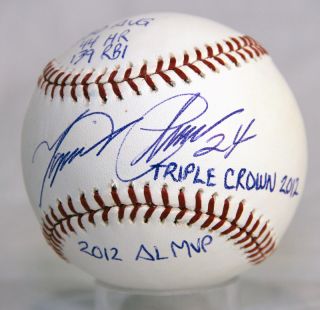 MIGUEL CABRERA SIGNED AUTOD 2012 AL MVP TRIPLE CROWN STAT MLB BASEBALL