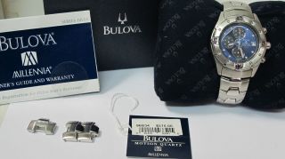 BULOVA Millennia Motion Quartz 100m Mechanical Chronograph Watch NO