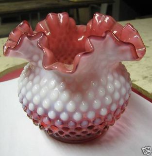 Pink Opalescent Hobnail Case Glass Vase 3487A