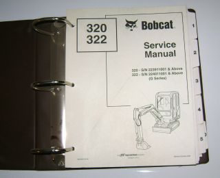 Bobcat 322 320 Mini Excavator Service Repair Shop Manual Copyright