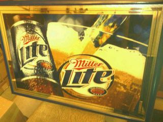 Miller Lite Mirror Huge Beer Bar Gameroom Never Used