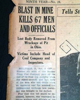 1930 Millfield Mine Disaster Athens Ohio Oh Newspaper