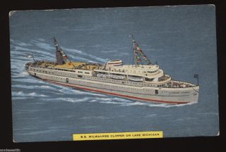 Card PC MI Lake Michigan SS Milwaukee Clipper Ferry Boat SHIP