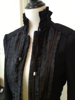 Millard Fillmore Military Pleated Ruffled Black Jacket Blazer Black XS