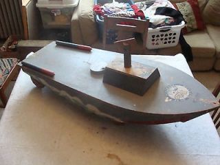 huge Ride On toy     Woode n PT BOAT over 4 feet long from WWII era