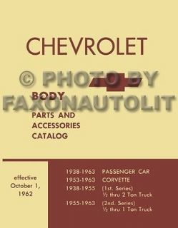 1957 1963 Chevy Body Parts Book Catalog Illustrated Chevrolet Car and