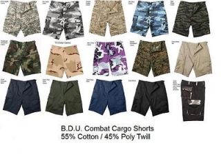 Combat CARGO SHORTS 10 Inch Inseam BDU Style Camouflage Camo and