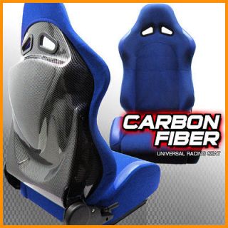 2X HARD BACK RACING SEATS CARBON FIBER/BLUE FIT:HONDA CIVIC (Fits: CRX