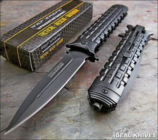 TAC FORCE Knurled Speed Assisted Opening BLACK Dagger Glass Breaker