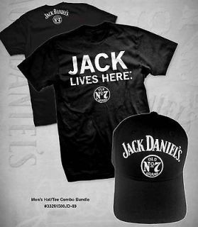 Jack Daniels Jack Lives Here Hat and Shirt Bundle