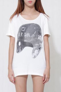 AARON Basquiat wide neck Unisex Cream Rock T Shirt