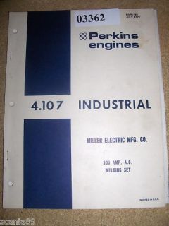 PERKINS ENGINE PARTS CATALOG 4.107 MILLER AC WELDER