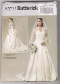 Butterick Pattern B5731 / BP249 Kate Middleton Style Wedding Dresses