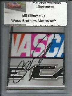 Bill Elliott Signed Nascar Race Used Sheetmetal Piece