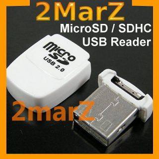 MR1 Nano Mini USB Reader Adapter Micro SD SDHC TF White