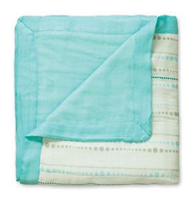 Aden and Anais Azure beads on solid Aqua bamboo dream blanket Single