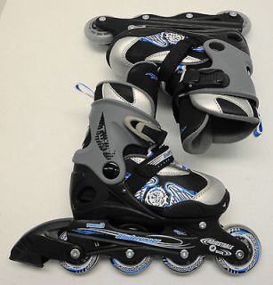 NEW Boys Bladerunner Sz: 4 7 Adjustable Black/Blue Inline Skates