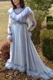 Blue Lagoon vintage gypsy Wedding/Party/ PROM custom dyed gown dress 4
