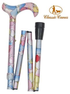 Classic Canes Folding Fashion Walking Stick Cane   Pink & Blue Stained