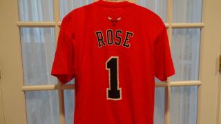 NWT NBA Adidas Mens Chicago Bulls Derrick Rose SS Player Tee Sizes S