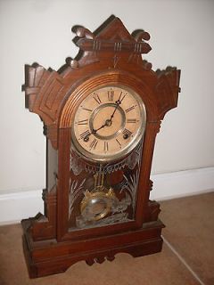 Fine Working 20 Antique Ingraham Gingerbread Shelf Clock Key & Fancy