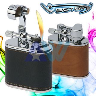 Vector KGM Pyro Classic Flame Butane Gas Lighter in Black and Brown