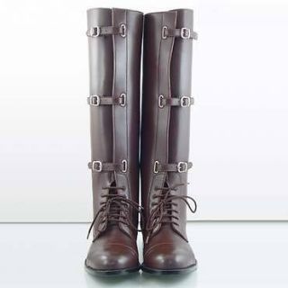 SF MEN 3 BUCKLE FIELD LONG LLEATHER STYLISH BOOTS MOUNTAIN HORSE