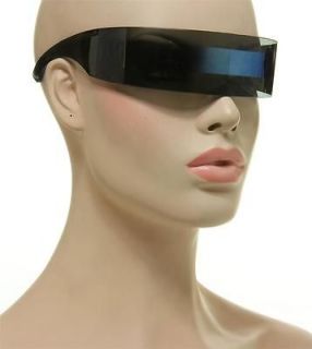 Gray Futuristic Party Costume Blue Revo Mirror Lens Sunglasses