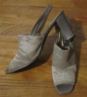 Classy taupe color fabric STUART WEITZMAN open toe sling back heels 9