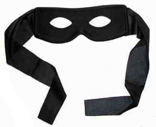 Black zorro style mask robber bandit highwayman fancy dress with ties